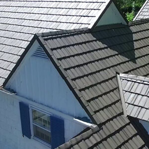 Close up of Metal Shake roof panels and several angle changes