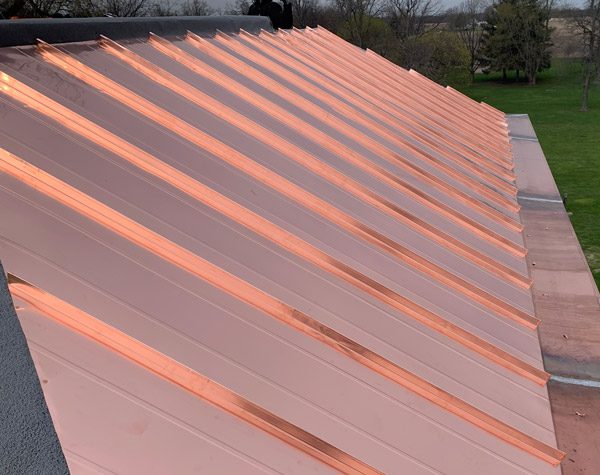 Copper standing seam roof