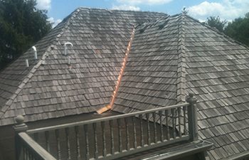 Wood shake roof on large home
