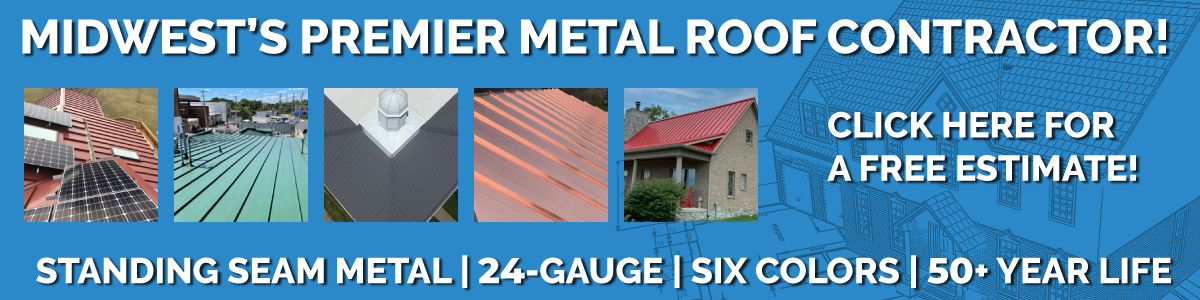 Standing seam metal roof header collage