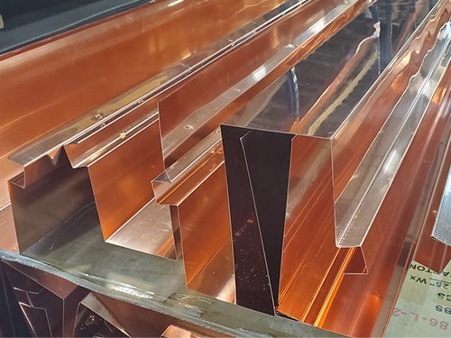 Copper gutters K-style in our shop