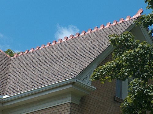 custom copper cresting on roof ridge