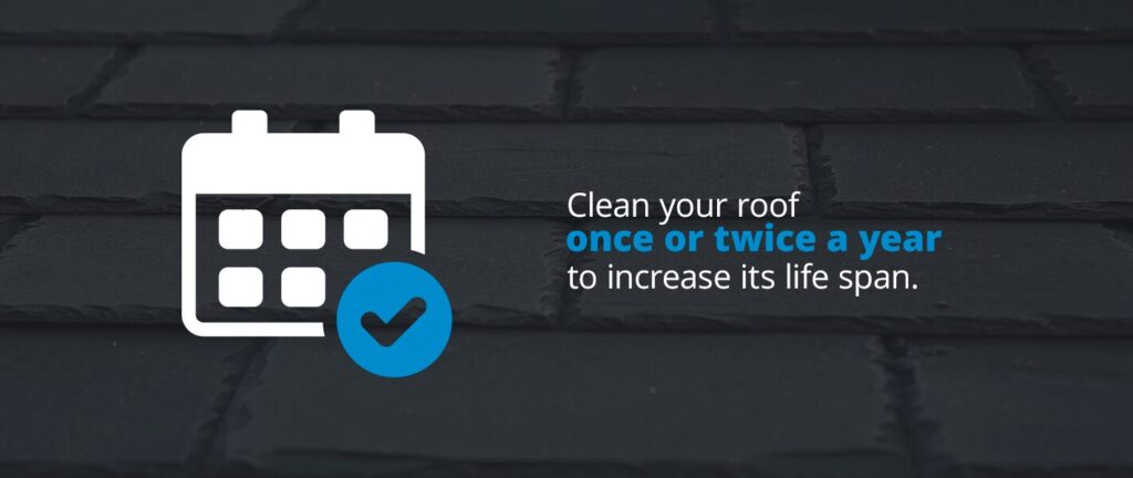 clean your slate roof once or twice a year to increase lifespan graphic